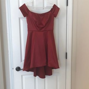 Deep red homecoming/party dress Back hem lower than front unique beautiful look